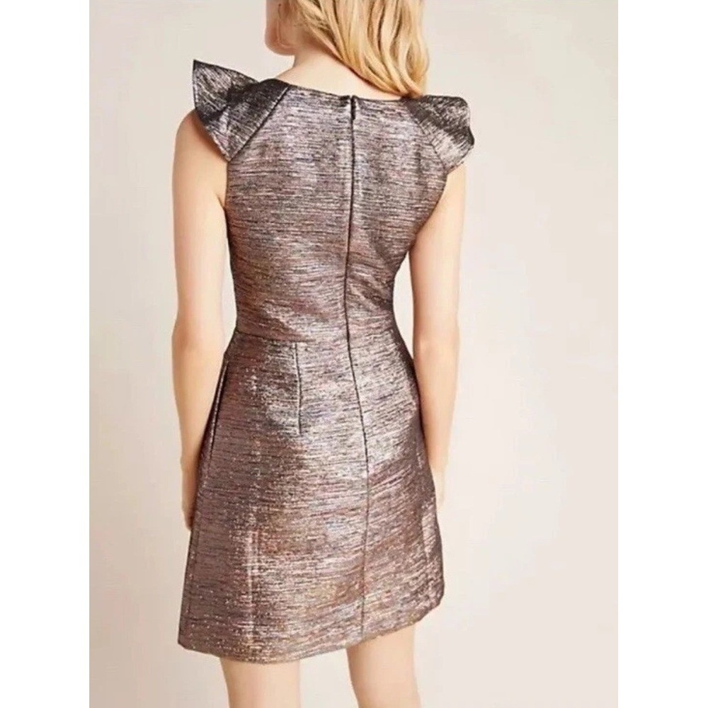Hutch Anthropologie Metallic Rainbow V-Neck Flutter Sleeve Cocktail Dress 10 - Picture 10 of 10